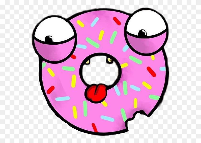 578x539 Donut Cartoon Picsart Cartoondonut Drawing Instagram, Pastry, Dessert, Food HD PNG Download