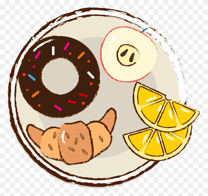 4796x4513 Donut Croissant Fruta Alimentos E Imagen Vectorial, Pastelería, Postre, Pan Hd Png