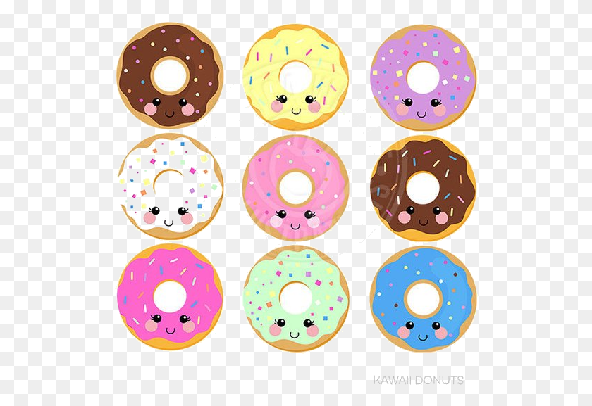 516x517 Donut Kawaii Donuts Cute Digital Clipart Graphics Clip Cute Donut Clipart, Pastry, Dessert, Food HD PNG Download