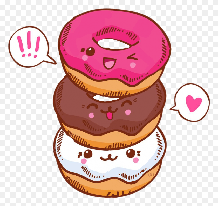 Пончик на прозрачном фоне Tumblr Transparent Donut Donuts Kawaii, Dessert, Food, Pastry HD PNG Download
