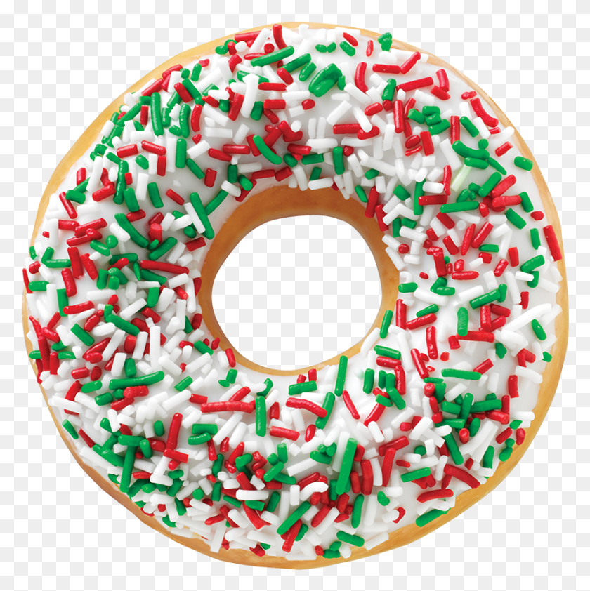 860x863 Donut With Christmas Sprinkles, Pastry, Dessert, Food HD PNG Download