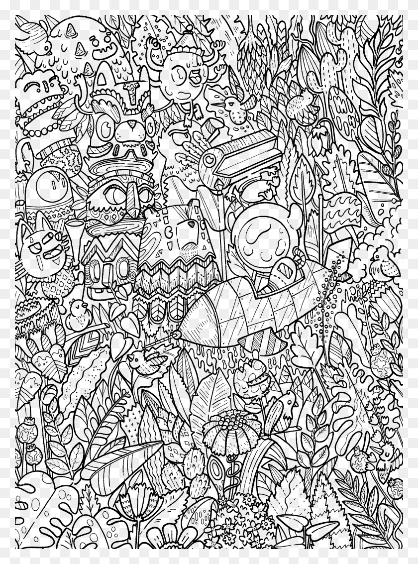 2289x3150 Doodle Coloring Book Color Doodles In Outer Space Coloring Book, Rug Descargar Hd Png