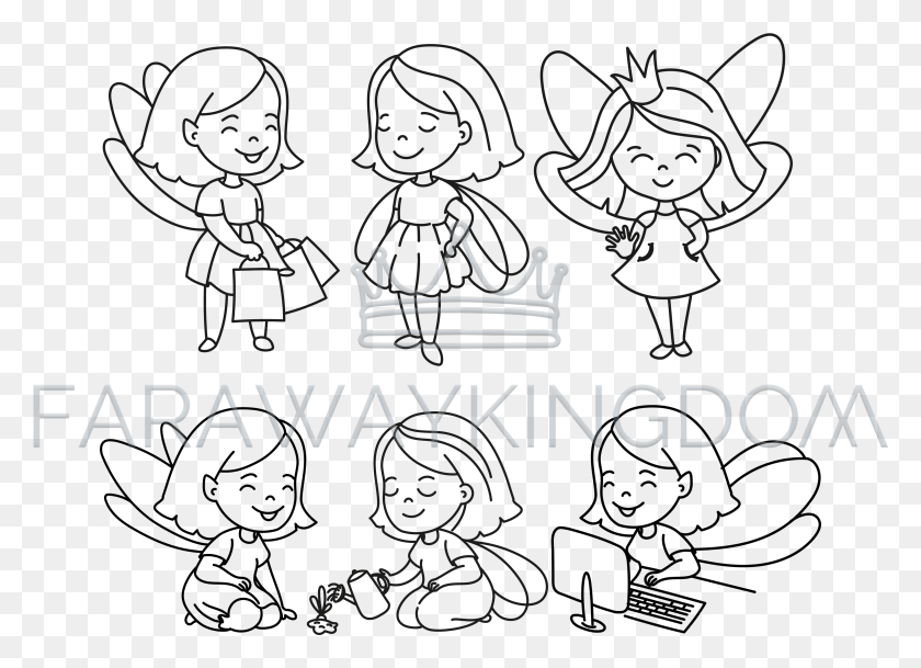 3506x2471 Doodle Girls Cartoon Woman Lifestyle Vector Illustration Line Art, Accessories, Accessory, Jewelry HD PNG Download