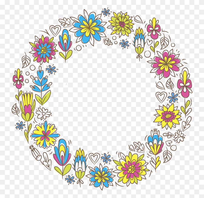 746x755 Doodles Doodleflowers Flowers Vinesandleaves Flowerwreath Marcos De Flores Mexicanas, Графика, Цветочный Дизайн Hd Png Скачать
