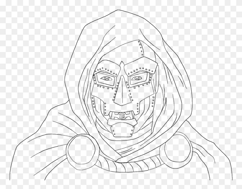 868x662 Doom Drawing Black And White Doctor Doom Line Art, Astronomy, Outer Space, Universe HD PNG Download