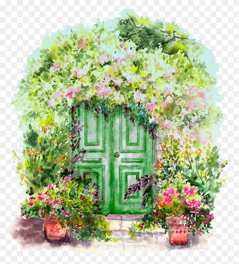 1256x1397 Дверь Акварель, Растение, Цветок, Цвести Hd Png Скачать