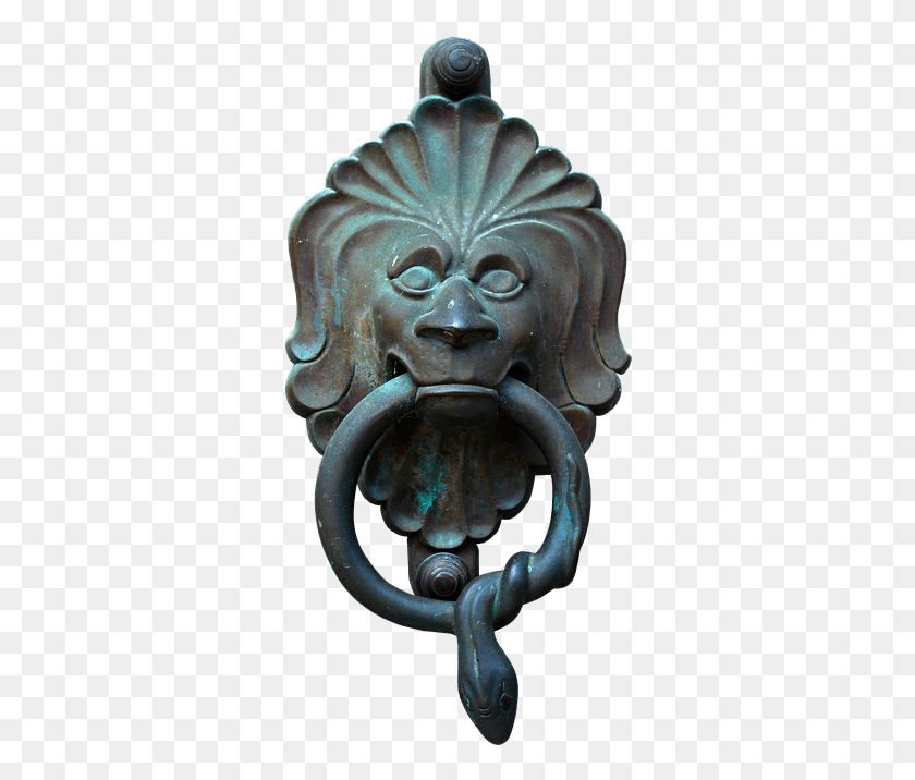 324x656 Doorknocker Bronze Metal Lion House Entrance Bronze, Handle, Figurine, Ornament HD PNG Download