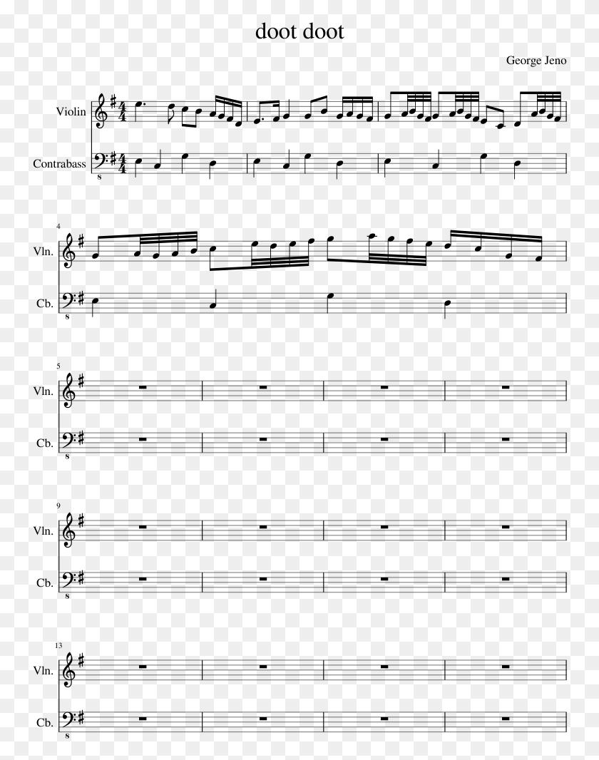 750x1006 Doot Doot Sheet Music Composed By George Jeno 1 Of Sheet Music, Gray, World Of Warcraft HD PNG Download