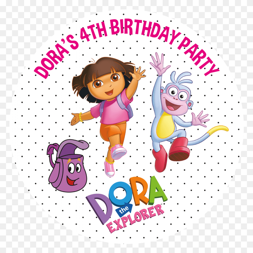 1169x1167 Dora The Explorer Party Box Stickers Dora Explorer, Label, Text, Person HD PNG Download
