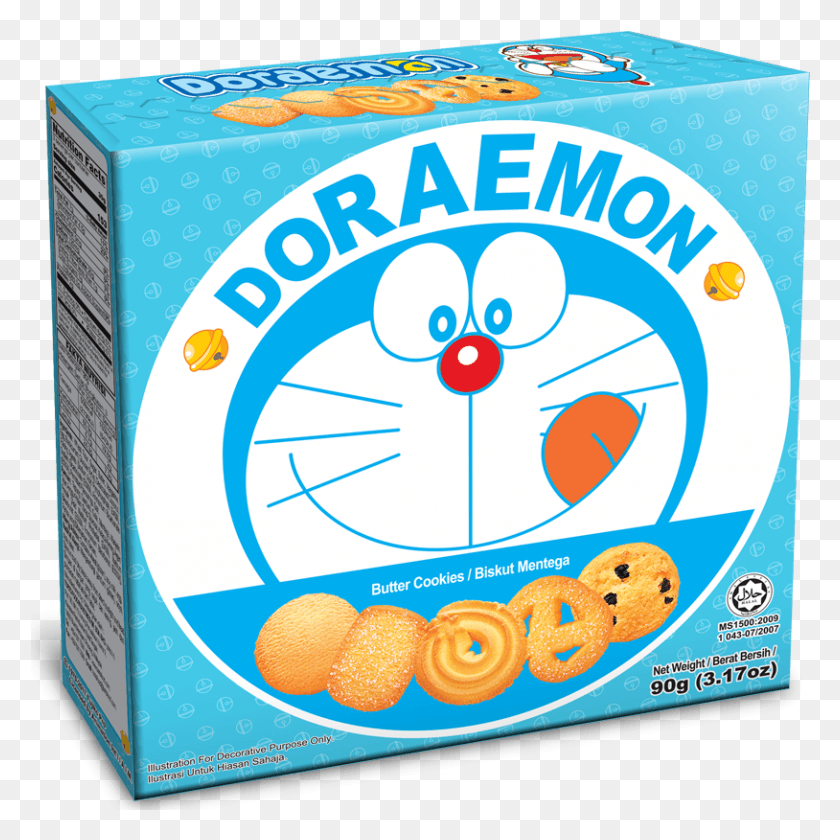 814x814 Doraemon Butter Cookies Circle, Text, Label, Food HD PNG Download