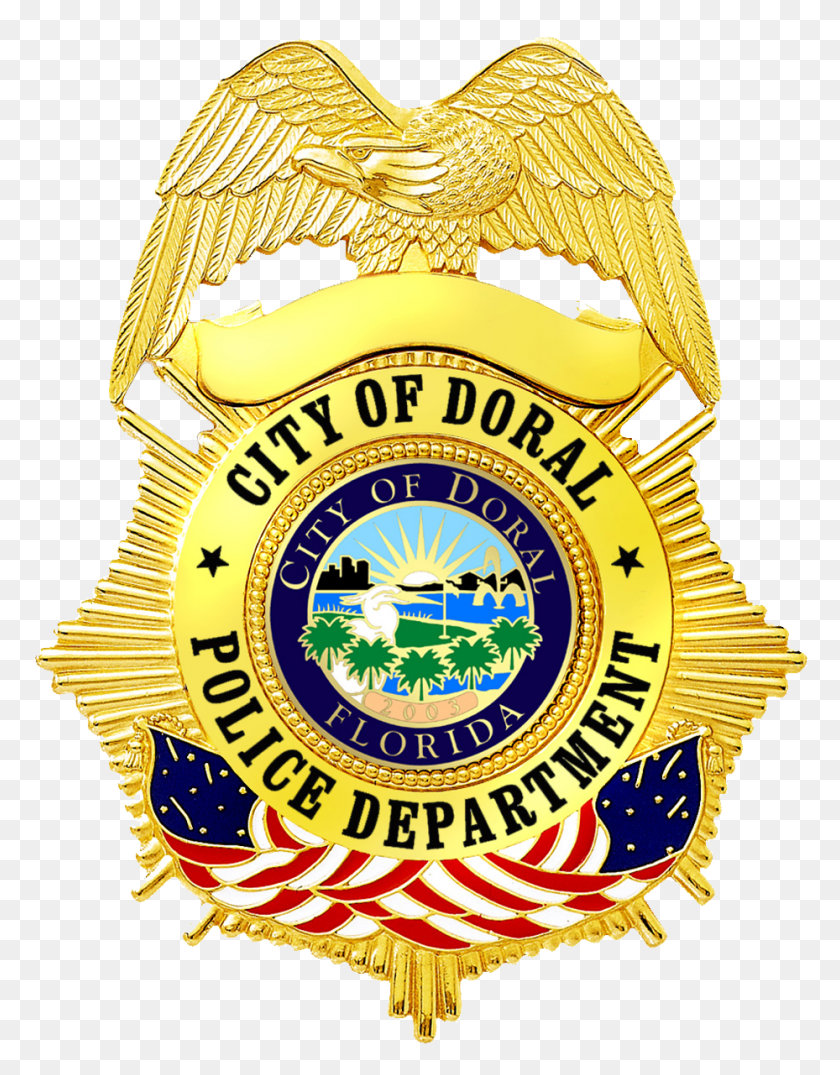 929x1209 Doral Police Badge City Of Doral Police Department Logo, Symbol, Trademark, Badge HD PNG Download
