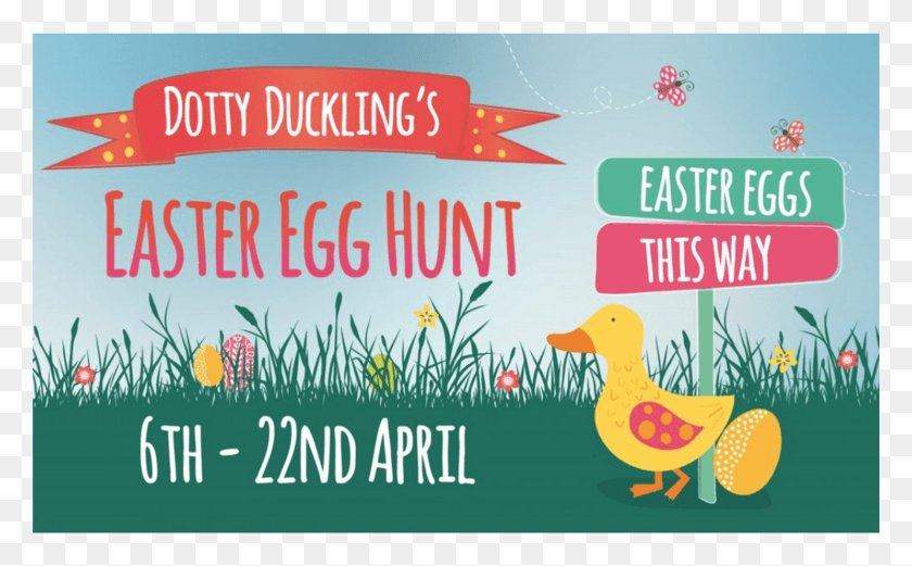 5907x3495 Dotty Duckling39S Easter Egg Hunt Признаки Весны - Иллюстрация Hd Png Скачать