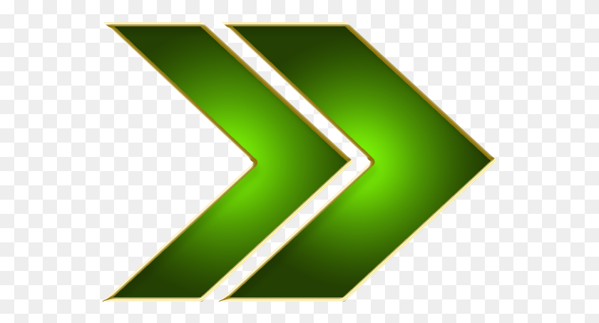 555x393 Descargar Png Flecha Doble Verde Derecha Verde Flecha Derecha, Símbolo, Iluminación, Logotipo Hd Png