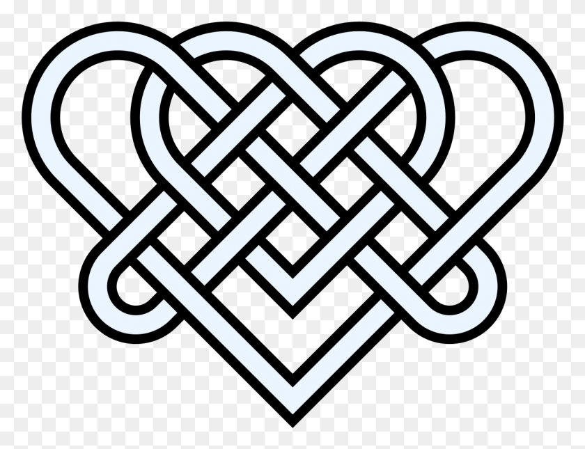 1245x934 Double Heart Knot 14crossings Celtic Love Knot Clip Art, Stencil HD PNG Download