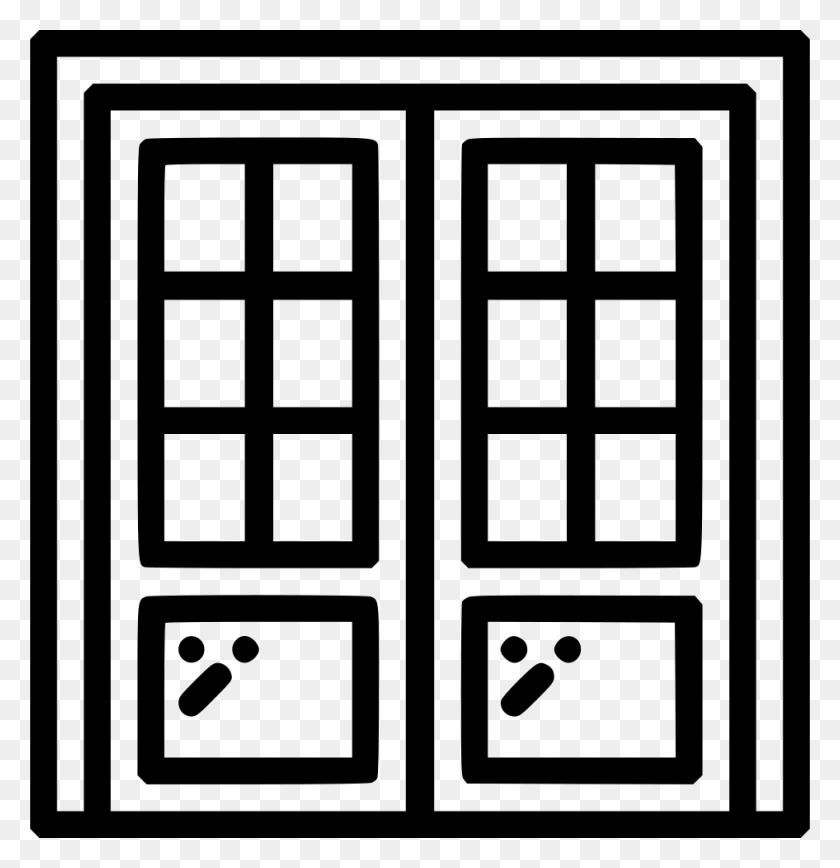 946x980 Double Sided Door Comments Office Clip Art Black And White, Furniture, Cupboard, Closet HD PNG Download