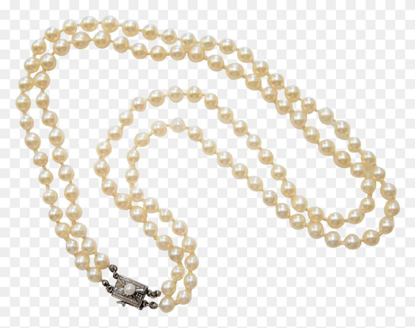 818x633 Double Strand Akoya Pearl Necklace With Matching Sterling Chain, Bead Necklace, Bead, Jewelry HD PNG Download