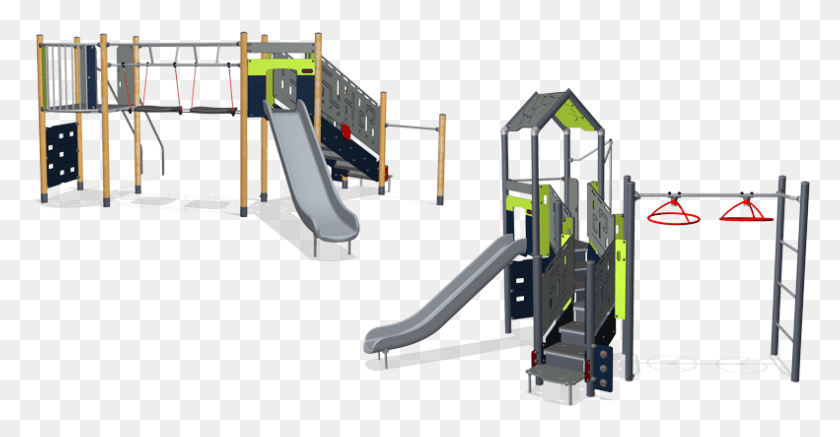 791x383 Double Tower With Wackle Bridge Amp Play Tower With Turbo Top View Play Tower, Play Area, Playground, Outdoor Play Area Descargar Hd Png