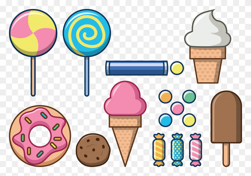 2339x1591 Donut Lollipop Euclidean Vector Clip Art Alimentos Dulces Png, Crema, Postre, Crema Hd Png