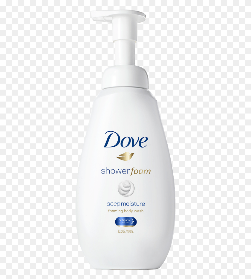 337x874 Dove Shower Foam Deep Moisture Foaming Body Wash 04262017 Savon Dove Bb, Bottle, Milk, Beverage HD PNG Download