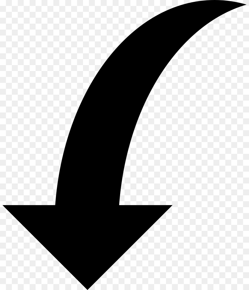 Down Curved Arrow Comments Black Curved Arrow, Symbol Transparent PNG
