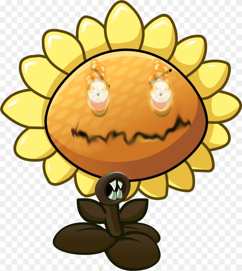 1451x1627 Download Dark Sunflower Plants Vs Zombies, Flower, Plant, Tape Clipart PNG