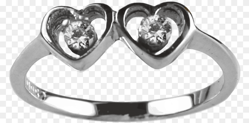 Download Hd 1 Mm Double Heart Engagement Ring Transparent Solid, Accessories, Jewelry, Silver, Diamond PNG