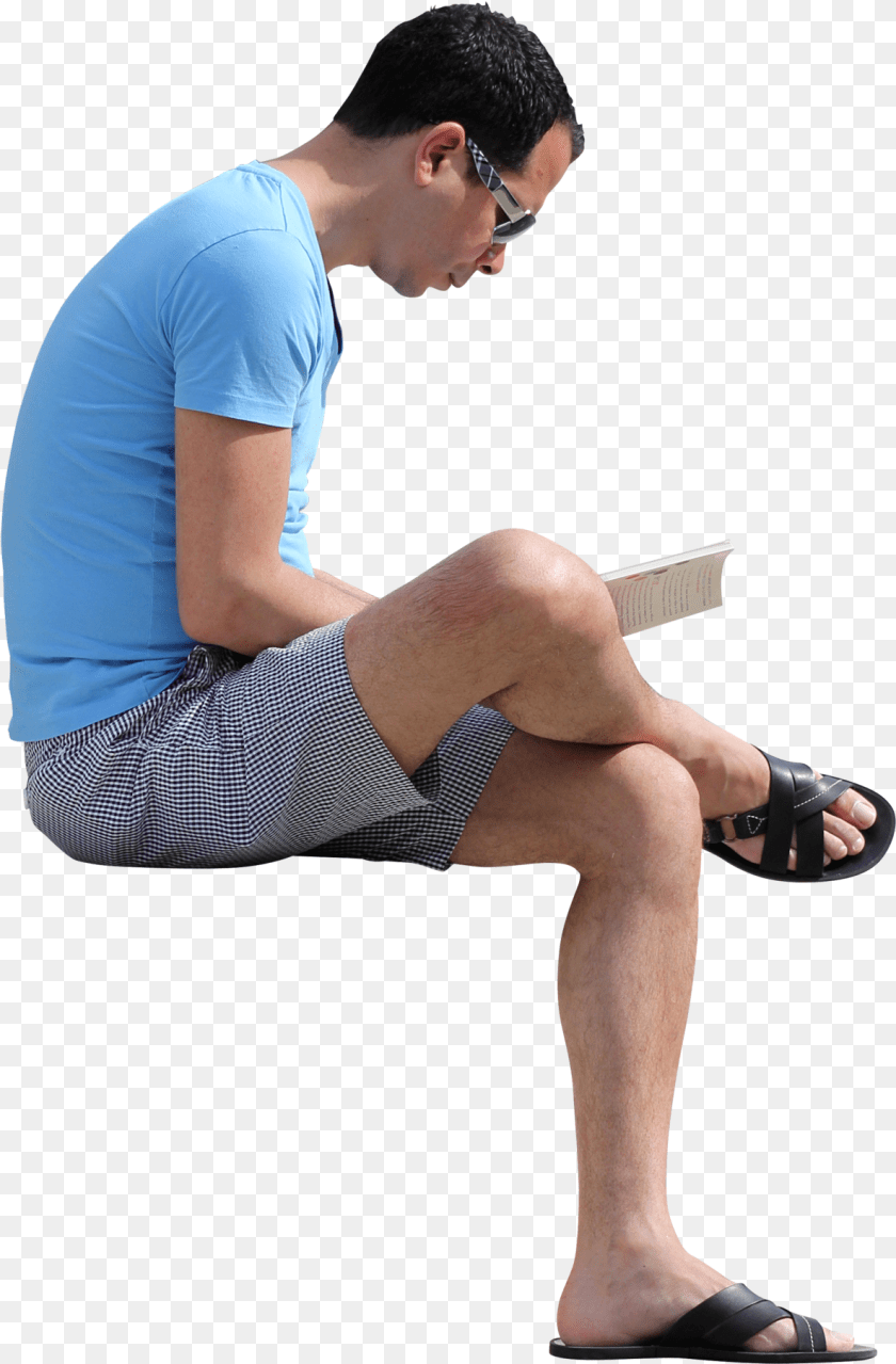 1185x1804 Sitting Man For People Read Book, Clothing, Shoe, Footwear, Sandal Sticker PNG