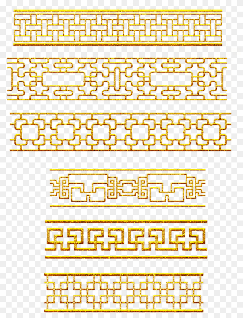 Download Split Line Gold Border Retro Border Line Vector Gold, Architecture, Building, Home Decor, Rug Transparent PNG