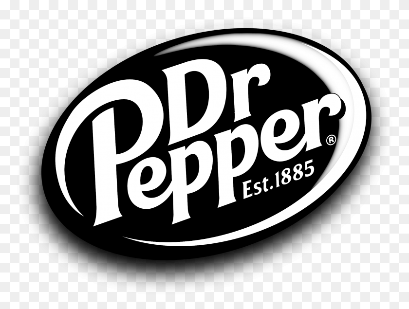 2188x1614 Логотип Dr Pepper Черно-Белый, Этикетка, Текст, Наклейка Hd Png Скачать
