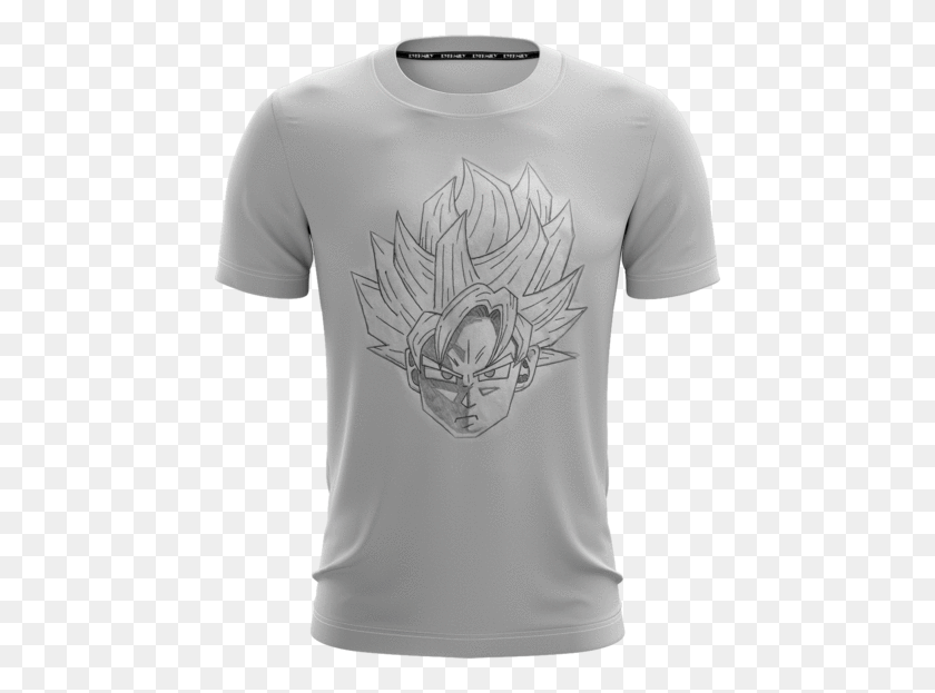457x563 Dragon Ball Super Goku Blue Saiyan Doodle Fan Art T Shirt Esports Camo Jersey, Clothing, Apparel, T-shirt HD PNG Download