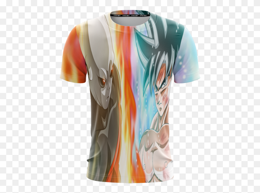 457x563 Dragon Ball Super Goku Vs Jiren Overflowing Aura T Shirt Active Shirt, Ropa, Vestimenta, Torso Hd Png