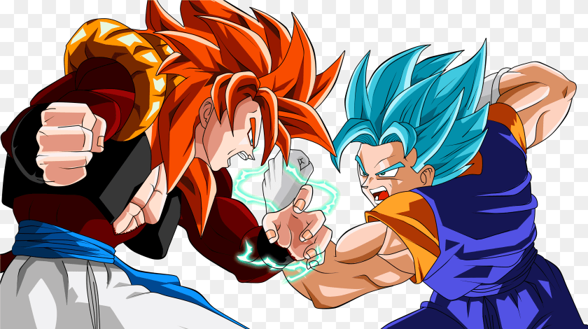 4001x2241 Dragon Ball Super Vegito Vs Gogeta Dragon Ball Super Vegito, Book, Comics, Publication, Anime Sticker PNG