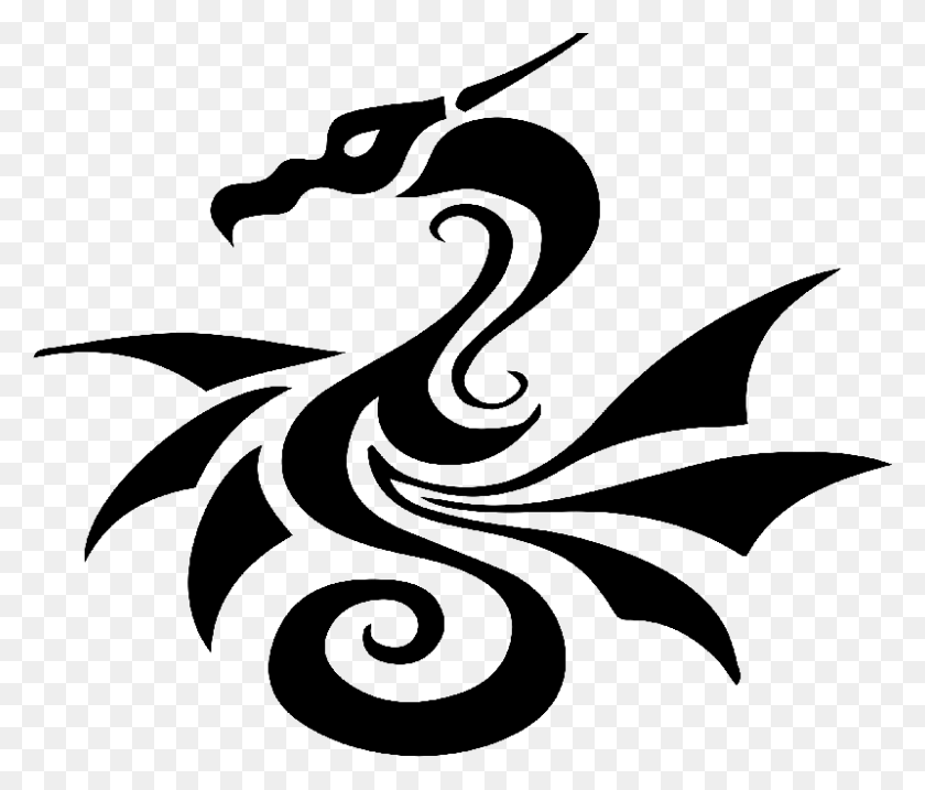 800x674 Dragon Easy Tribal Tattoo Design, Gray, World Of Warcraft HD PNG Download