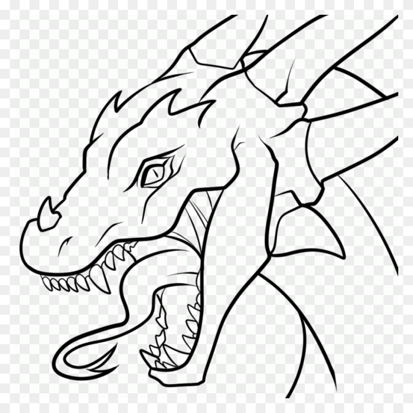 1024x1024 Dragon Head Coloring Pages 4 By Shannon Ender Dragon Drawing Easy, Reptile, Animal, Iguana HD PNG Download