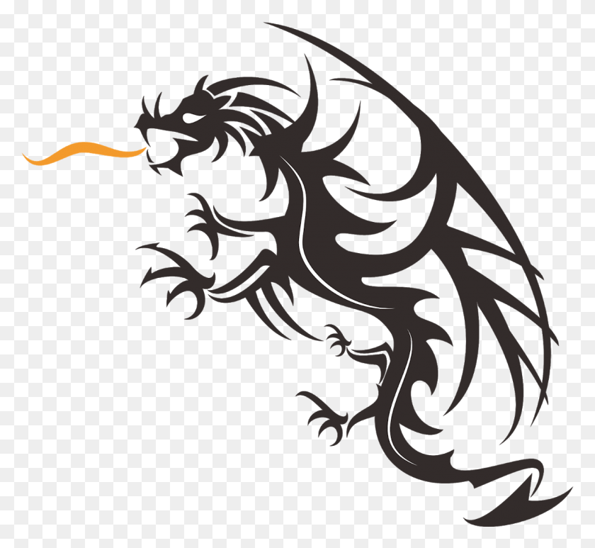 1134x1038 Dragon Logo Stencil Fictional Character Image Naga Vector HD PNG Download
