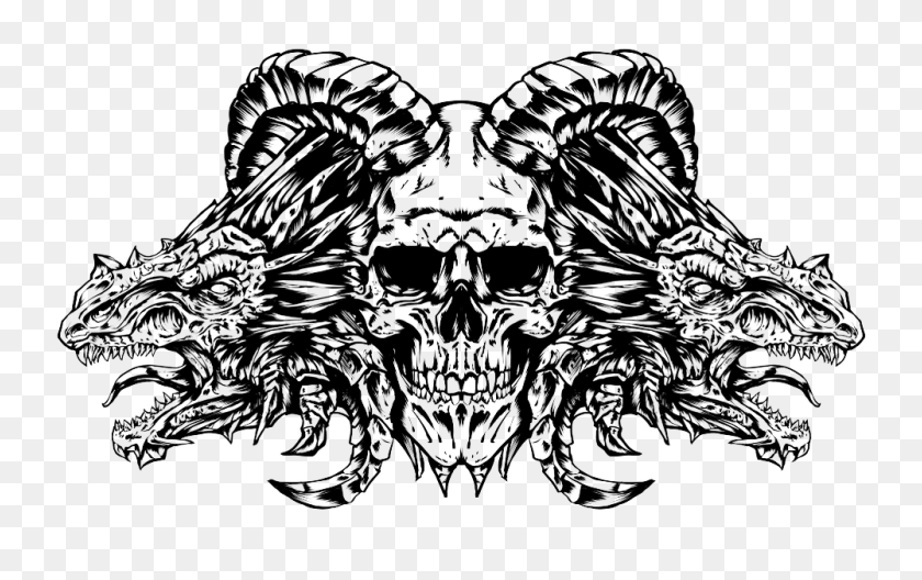 1000x601 Dragon Priest Icon Cool Demon Dragon Skull Drawing, Emblem, Symbol, Zebra HD PNG Download