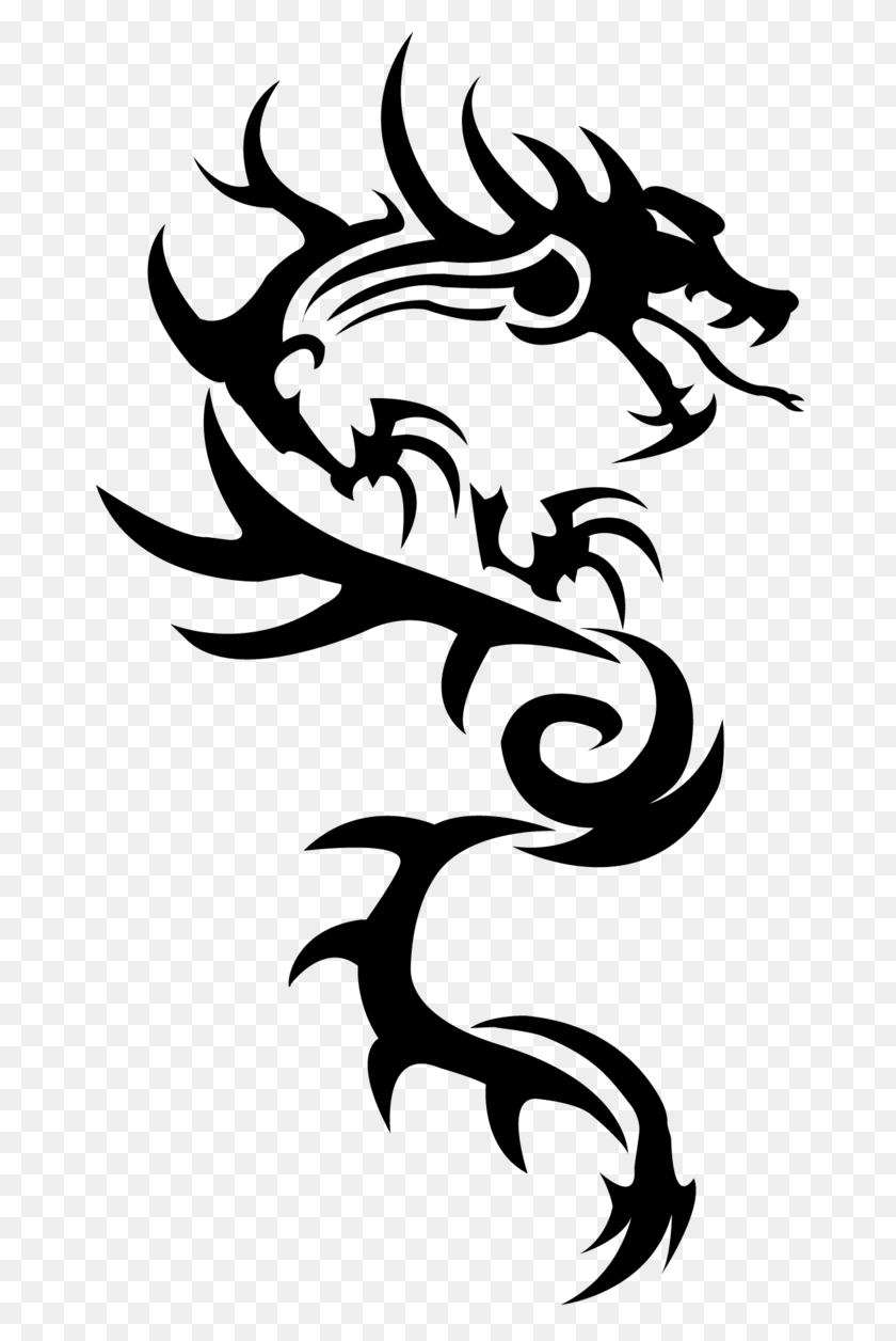 668x1196 Dragon Simple Tattoo Transparent Dragon Tattoo, Gray, World Of Warcraft HD PNG Download