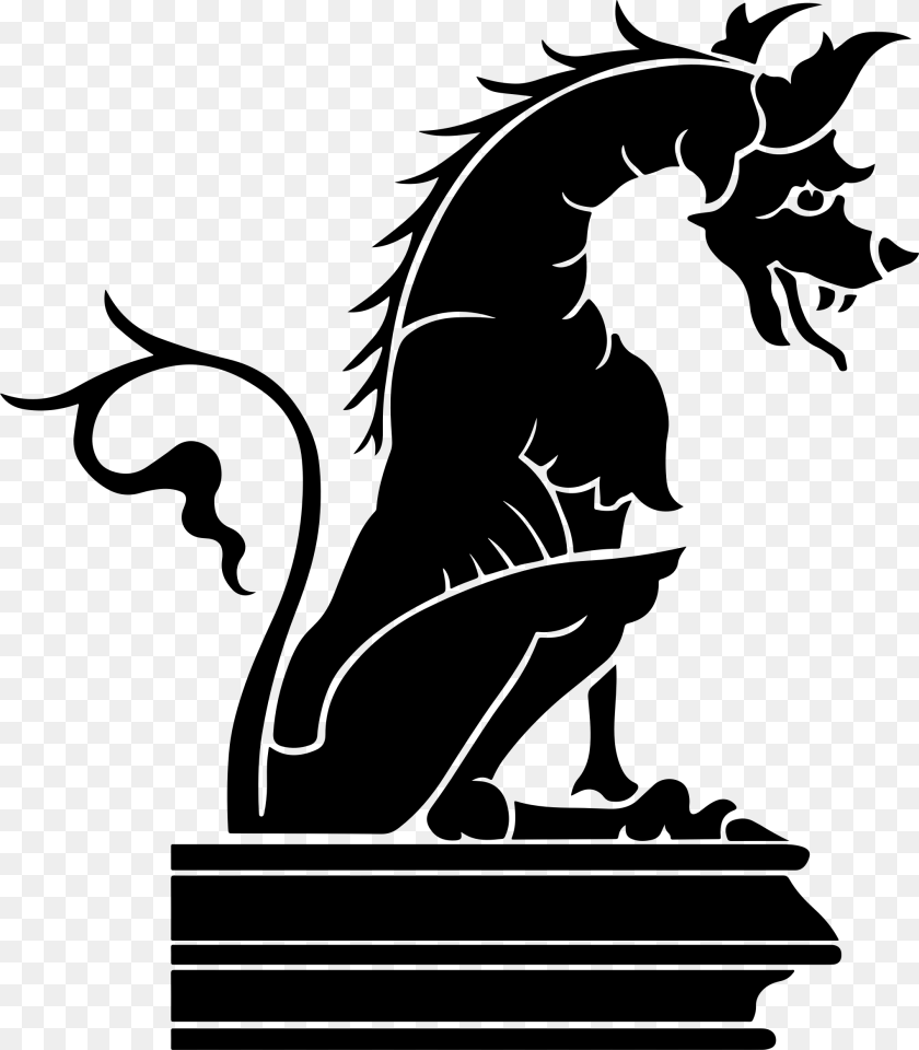 2040x2332 Dragon Statue Silhouette Clip Arts Ilustrasi Gambar Naga, Gray Clipart PNG