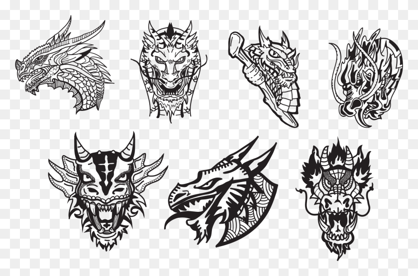 1895x1205 Dragon Vector Dragon Face Vector, Stencil, Skin HD PNG Download