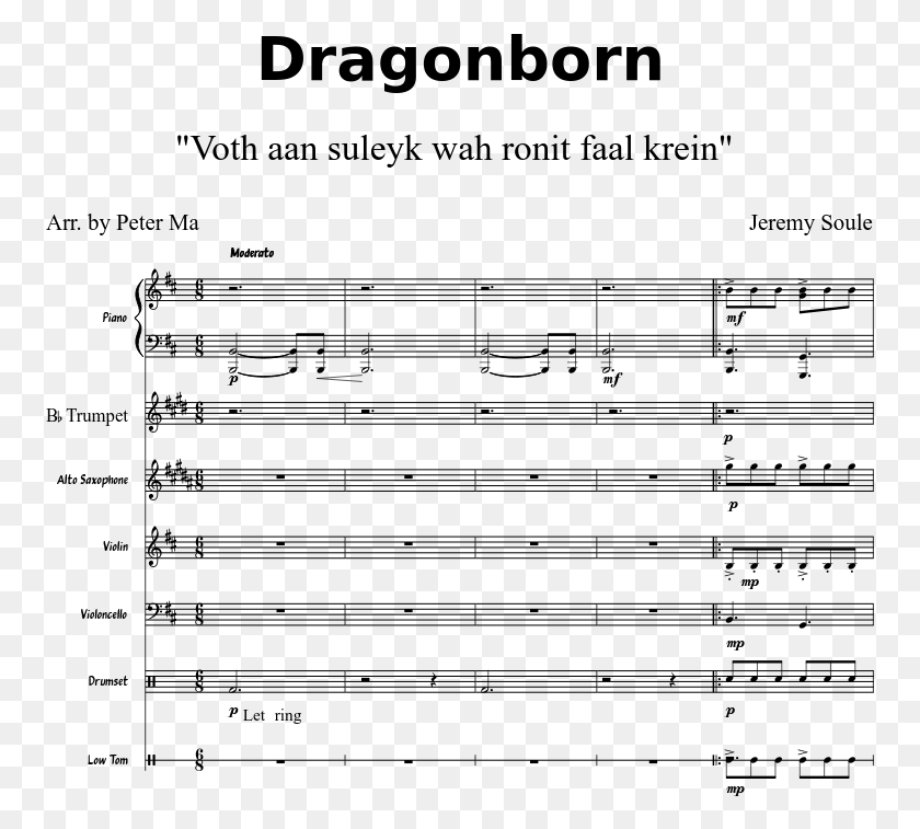 757x697 Dragonborn Sheet Music For Piano Trumpet Alto Saxophone Temi Per Samsung Corby, Gray, World Of Warcraft HD PNG Download