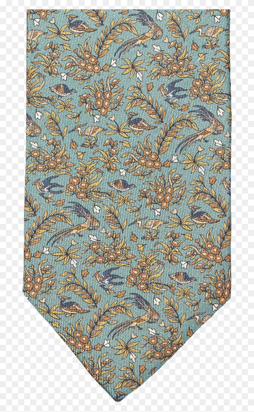 698x1302 Drake S Blue Mint Bird Of Paradise Print Silk Tie Tip, Rug, Pattern HD PNG Download