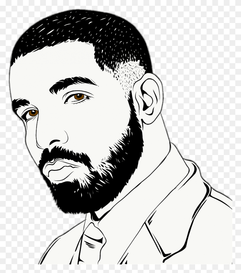 1024x1170 Drake Sticker Drake Outline Drawing, Face, Person, Human HD PNG Download