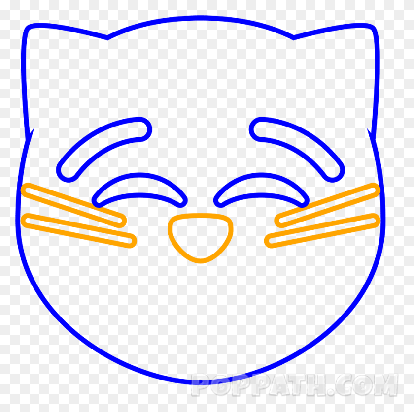 908x905 Draw An Inverted Triangle With Curved Corner For The Smiling Cat Black And White Emoji, Label, Text, Light HD PNG Download
