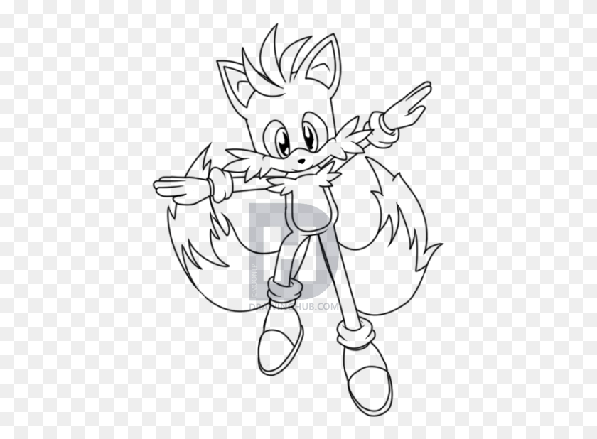 413x558 Draw The Fur On The Muzzle And The Body Tails From Sonic Drawing, Text, Logo, Symbol HD PNG Download