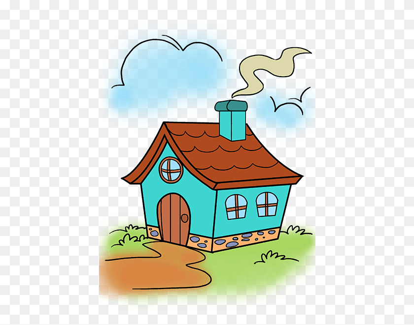 441x601 Drawing Barns Animated House Drawing Cartoon, Housing, Building, Nature HD PNG Download