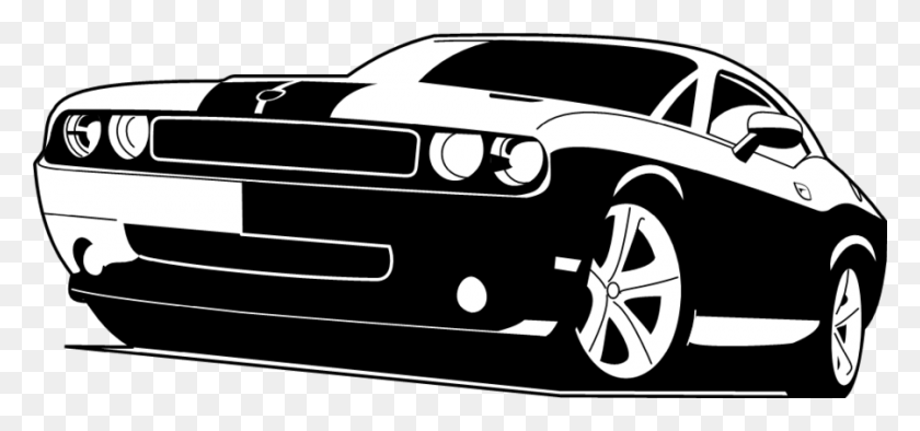 900x386 Drawing Charger Dodge Challenger Silhouette, Car, Vehicle, Transportation HD PNG Download