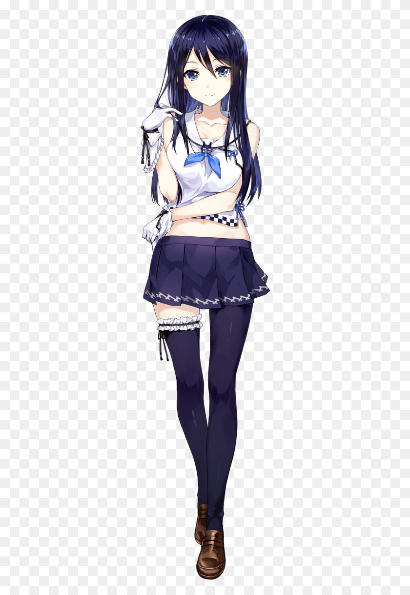 268x1159 Drawing Classes Anime Girl Anime Girl Navy Hair, Clothing, Apparel, Person HD PNG Download