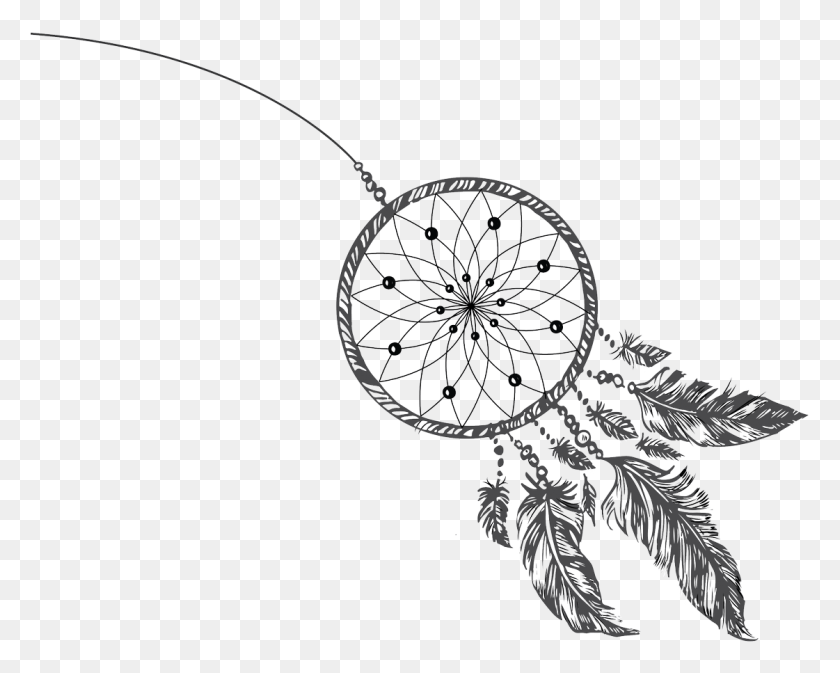 1121x881 Drawing Dream Catcher Dream Catcher Black And White, Silver, Hoop, Pendant HD PNG Download