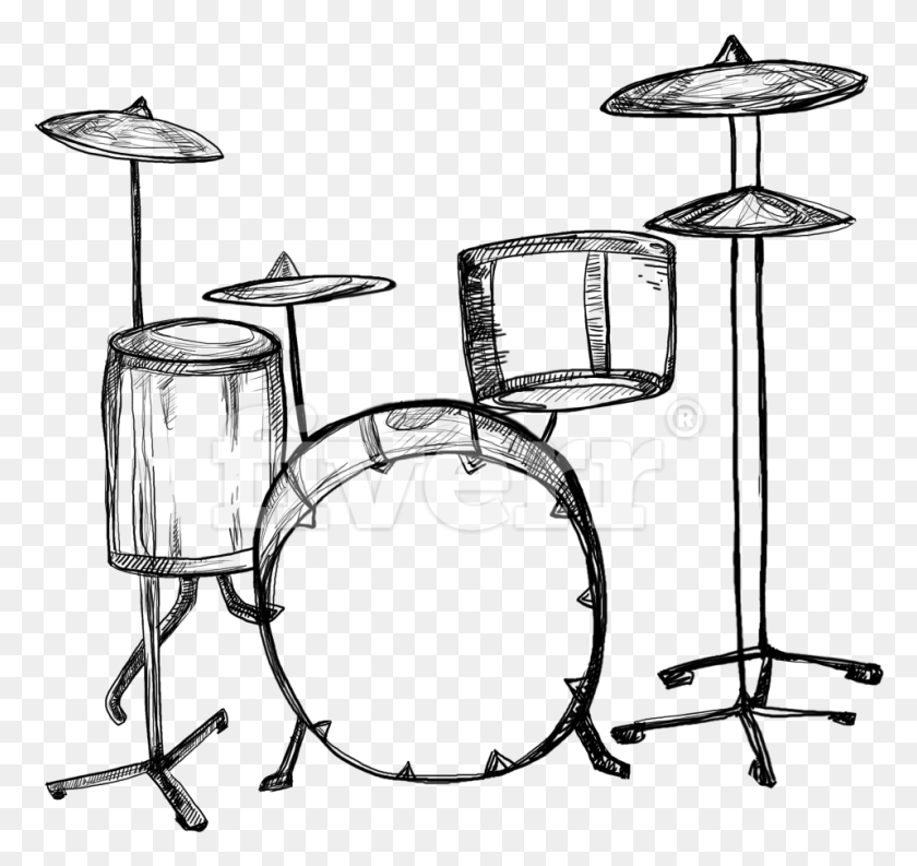 957x900 Drawing Drums Hand Drums, Logo, Symbol, Trademark HD PNG Download