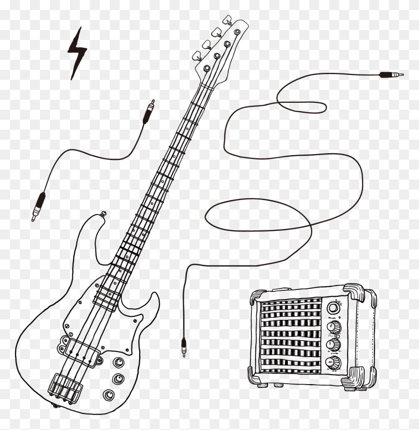 1196x1230 Drawing Guitar Instrument Bass Guitar, Leisure Activities, Musical Instrument, Gun HD PNG Download